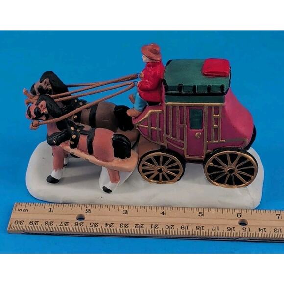 VTG Christmas Valley STAGE COACH Figurine Seasonal Specialties 1995 w/ Box - Picture 8 of 16